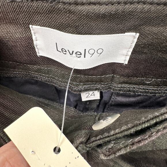 LEVEL99 NWT Bette Seamed Camo Tie Waist Straight Leg Linen Trouser Pants // 24 - Picture 7 of 13